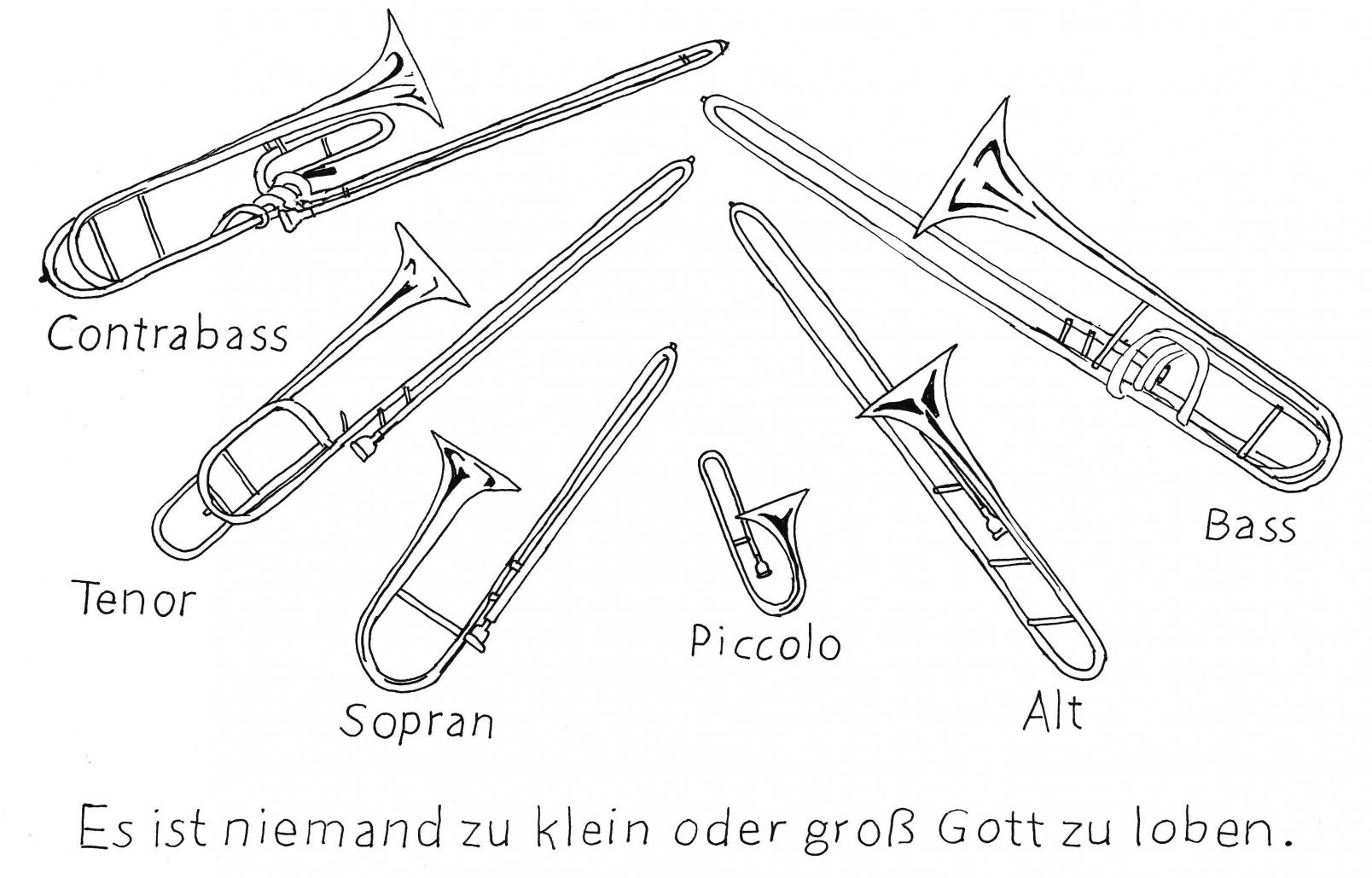 Verschiedene gezeichnete Blasinstrumente 